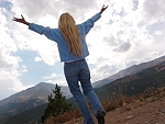Girl greeting the sun